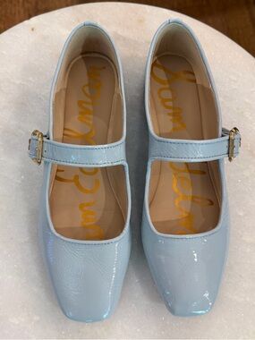Sam Edelman Michaela Mary Jane Flat Shoes Cape Blue Leather Women’s Sz 7